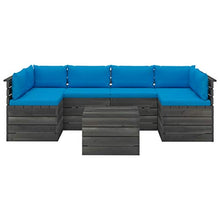 FAMIROSA Set Divani da Giardino su Pallet 7 pz con Cuscini Massello Pino-1987