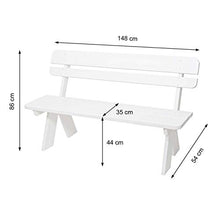 Mendler Panca Oslo per Esterni con Schienale Legno Massiccio 148cm Bianco Grezzo