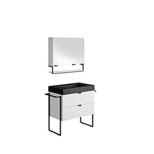 Allibert Mobili da Bagno Set Sottopensile 80 cm Lavandino Armadietto a Specchio Pre-assemblati