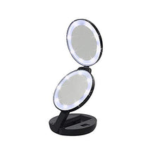 Dr.Sprayer Lampada da Tavolo Specchio Luminoso bifacciale Rotondo Specchio per Trucco Nero a LED Triplo con Lente d'Ingrandimento Specchio Portatile Creativo 5X Due File