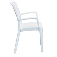 MilaniHome Set Tavolo da Giardino Rettangolare Fisso Cm 150 X 90 con 4 Sedie E 2 Poltrone in Wicker Stampato Bianco da Esterno