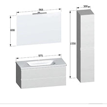 bonussi Mobile Bagno Sospeso 130 cm Lavabo Specchio e Pensile Bianco Larice