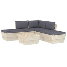 FAMIROSA Set Divani da Giardino su Pallet 6 pz con Cuscini Legno Abete-3492