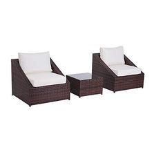 Outsunny Set Mobili da Giardino in PE Rattan con Tavolino e 2 Poltrone con Cuscini, Marrone