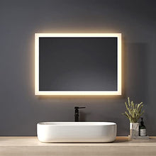 Heilmetz Specchio da bagno a LED con illuminazione, luce bianca calda, specchio da parete (Stile C, 50x70cm)