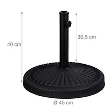 Relaxdays Base per Ombrellone, per Aste da 30-45 mm, Resistente alle Intemperie, Giardino & Balcone, Ø 45 cm, Nero
