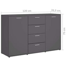 vidaXL Credenza Grigio Lucido 120x35,5x75 cm in Truciolato