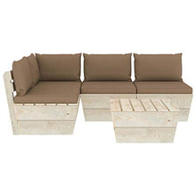 FAMIROSA Set Divani da Giardino su Pallet 5 pz con Cuscini Legno Abete-3488