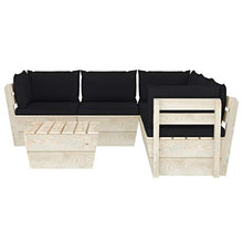 FAMIROSA Set Divani da Giardino su Pallet 6 pz con Cuscini Legno Abete-3535