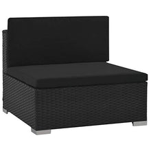Festnight Set Divani da Giardino in Polyrattan, Set Divano Esterno con Cuscini, Set di Mobili da Giardino Nero 6 pz