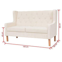 vidaXL Divano a 2 Posti in Tessuto Bianco Crema Comodo Classico Elegante Sofa - Arredi Casa