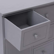 SKM Credenza con 10 Cassetti Grigia 113x30x79 cm in Legno (24.35kg)