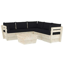 FAMIROSA Set Divani da Giardino su Pallet 6 pz con Cuscini Legno Abete-3535