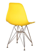 Sedia da pranzo in plastica modellata con base in metallo e gambe in acciaio per soggiorno, camera da letto, sala d'attesa, ufficio, caffè, reception, set da 4 (giallo)