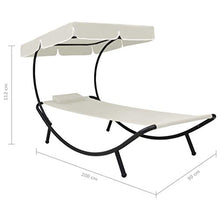 Festnight Lettino Prendisole con Baldacchino e Cuscini Lettino da Sole da Giardino Esterno 200 x 90 x 112 cm per Mare Spiaggia Campeggio Piscina