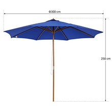 Outsunny Ombrellone Impermeabile Rotondo con Palo Centrale e Camino Antivento, in Legno e Poliestere Grigio, Ø300x250cm