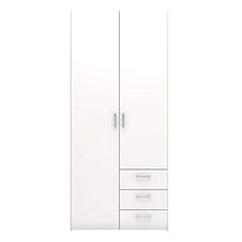 Esidra, Armadio Bianco con 3 cassetti, 78x49x175cm