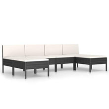 SKM Set Divani da Giardino 6 pz con Cuscini in Polyrattan Nero (38kg) Nero-6986