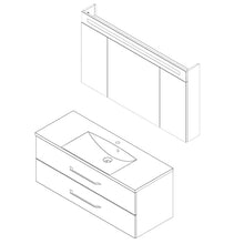 Fackelmann – Set di mobili da bagno B. Clever 2 pezzi 120 cm Bianco con mobiletto da bagno con lavabo in marmo e armadietto a specchio LED