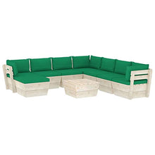 SKM Set Divani da Giardino su Pallet 9 pz con Cuscini Legno Abete (171.2kg) Verde-3665