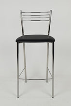 Tommychairs - Set 2 sgabelli alti modello Elena per cucina e bar, struttura in acciaio cromato e seduta imbottita e rivestita in pelle artificiale colore nero
