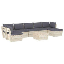 SKM Set Divani da Giardino su Pallet 8 pz con Cuscini Legno Abete (148.6kg) Antracite