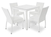 giordano shop Set Tavolo e 4 Sedie da Giardino in Alluminio e Hularo Bianco