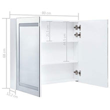 Tidyard Armadietto Bagno da Parete con Specchio e LED, con 3 Ripiani e 2 Ante, 80x12,2x68 cm Bianco e Argento
