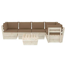 SKM Set Divani da Giardino su Pallet 6 pz con Cuscini Legno Abete (118.9kg) Grigio talpa-3572