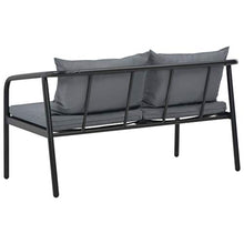 Tidyard Divano da Giardino a 2 Posti con Cuscini Grigio in Alluminio,Panca da Giardino Esterno a 2 Posti con Schienale