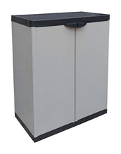 Armadio Basso per Uso Interno/Esterno con Ripiani e 2 Ante con Maniglie di Chiusura, 68 x 39,5 x 85 cm
