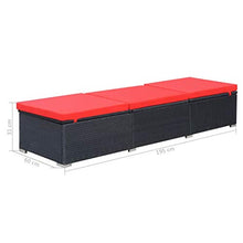 Festnight- Lettino da Esterno, Lettino Prendisole in Polyrattan 195x60x31 cm Nero e Rosso