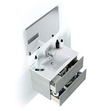 MarinelliGroup Mobile Bagno 80 cm sospeso con lavabo in Ceramica e Specchio con cassetti Cemento Dafne