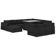 Festnight Set Divani da Giardino con Cuscini in Polyrattan, Set Mobili da Esterno Nero 10 pz