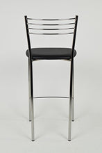 Tommychairs - Set 2 sgabelli alti modello Elena per cucina e bar, struttura in acciaio cromato e seduta imbottita e rivestita in pelle artificiale colore nero