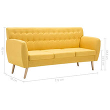 mewmewcat Divano a 3 Posti in Stoffa Imbottito 172x70x82cm Giallo