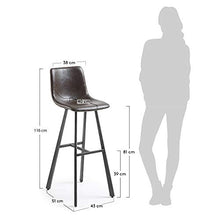 Kave Home - Sgabello Trap Marrone Scuro in Pelle Sintetica e Gambe in Acciaio