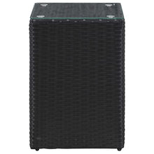 vidaXL Tavolino Laterale Piano in Vetro Nero 35x35x52 cm in Polyrattan