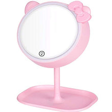 Keliour Specchi da Tavolo Multifunzionale dimmerabile Specchio di Trucco LED Bagagli Touch-up Trucco Specchio Portatile Lampada da Tavolo Specchio per Donne (Color : Pink, Size : 31X21X11cm)