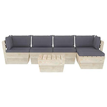 FAMIROSA Set Divani da Giardino su Pallet 6 pz con Cuscini Legno Abete-3504