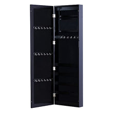 homcom – Armadio Portagioielli da Parete con Specchio in Legno MDF, Nero,37x9.5x121cm