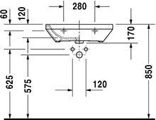 Lavabo Duravit DuraStyle Med 60cm, Senza sfioratore, con Panca per Rubinetto, Senza Foro per Rubinetto, colorazione: Bianco - 2324600070