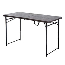 Outsunny Tavolo Campeggio Pieghevole, Portatile con Altezza Regolabile, Effetto Legno, 122x61x53/71,5cm Nero e Marrone