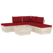 SKM Set Divani da Giardino su Pallet 6 pz con Cuscini Legno Abete (93.1kg) Rosso-3501