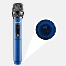 ASFD Microfono da Canto Wireless Durevole Comodo Microfono Ricaricabile Rosso + Blu