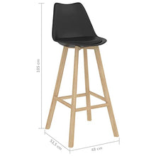 vidaXL Sgabelli da Bar 2 pz Neri in PP e Legno Massello di Faggio