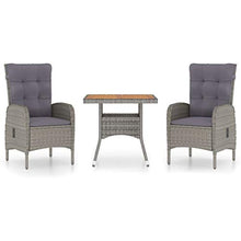 SKM Set da Pranzo da Giardino 3 pz in Polyrattan e Acacia Grigio