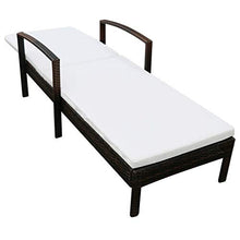 vidaXL Lettino Prendisole Reclinabile con Cuscino Poli Rattan Marrone Sdraio