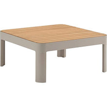 Meubletmoi 4683 - Tavolino da giardino quadrato in alluminio, colore: Beige e Teck