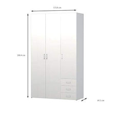 Esidra, Armadio a 3 Ante e 3 cassetti, 115x50x200cm